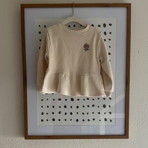 H&M Kids Beige Peplum Sweatshirt with Rose Embroidery